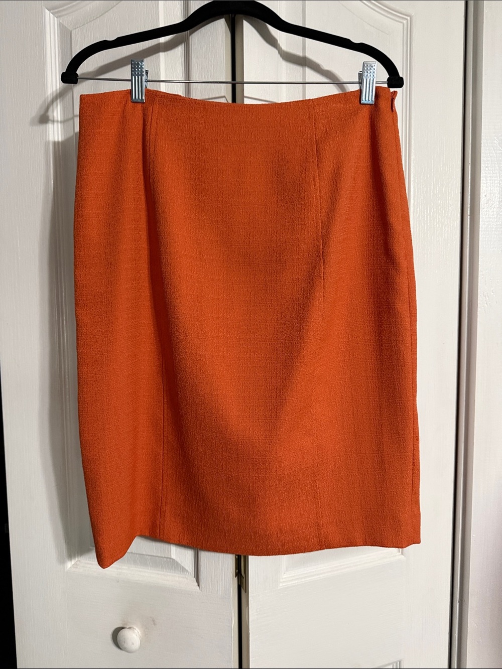 Kasper Orange Open-Front Textured Skirt Suit - Picture 8 of 12